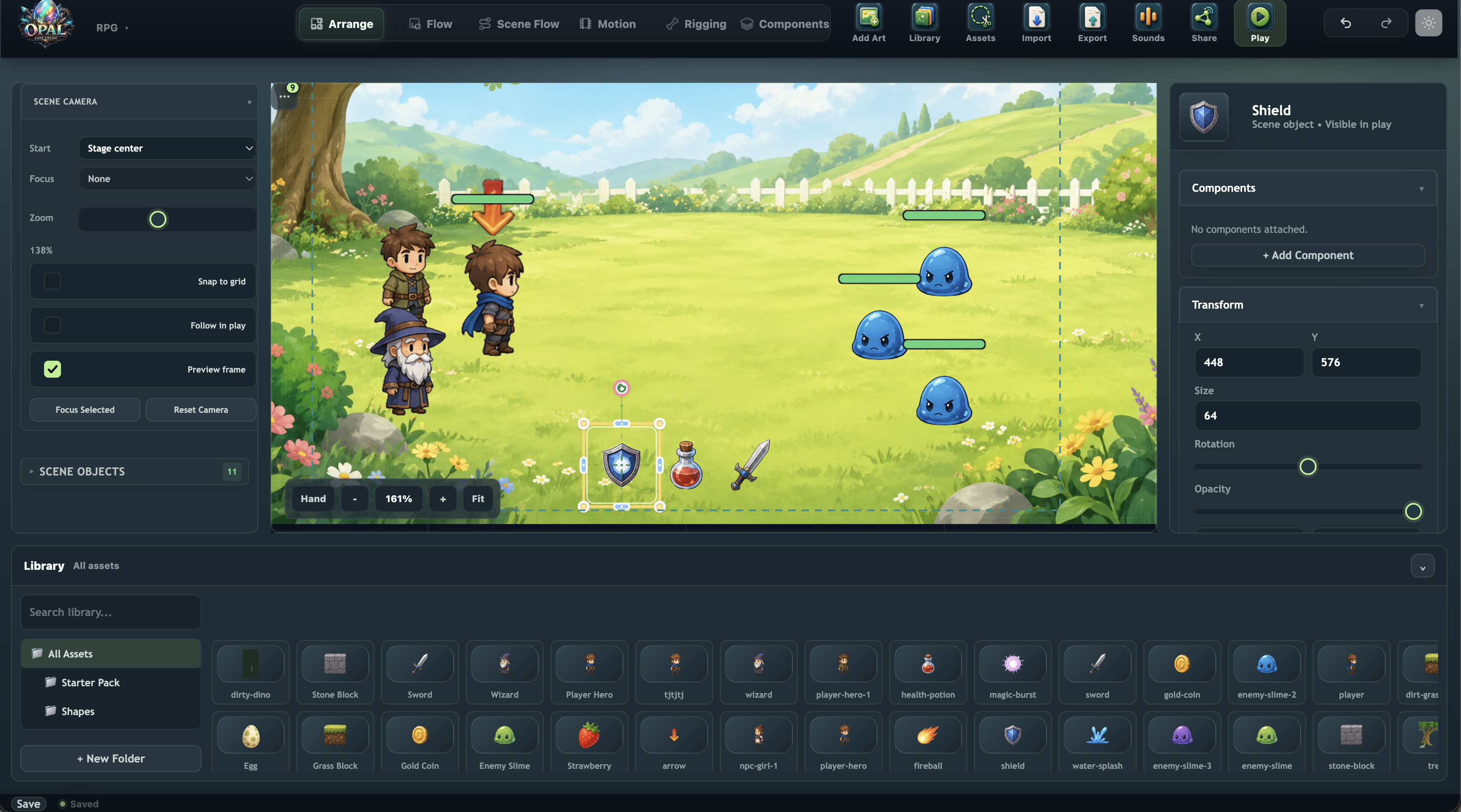 Opal editor - Arrange workspace